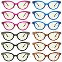 Eyekepper 12 Pack Blue Light Blocking Reading Glasses Cat-Eye Computer Readers for Women +0.50