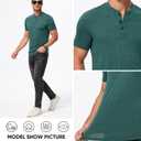 JMIERR Men's Casual Henley Shirts Short Sleeve Basic Button Muscle Longline T-Shirt Gym Workout Athletic Tee (Green, L)