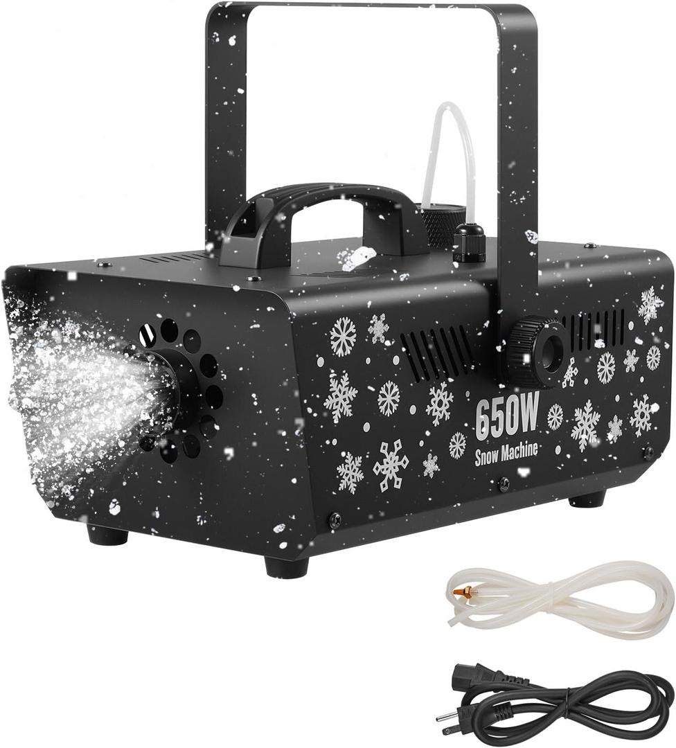 VEVOR Snow Machine, 650W Handheld/Hanging Fake Snow Maker, Snowmaking Machine with Portable Handle, Outdoor & Indoor Artificial Snowflake Maker for DJ Stage Parties Christmas Decor