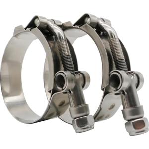 2.5" T Bolt Hose Clamp Stainless Steel - Working Range 68mm - 76mm for 2.5" I.D. Hose with 3mm - 6mm Wall Thickness, Roadformer T-bolt Clamp Featured to Provide Reliable Sealing Force, 2 Pack
