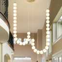 2 Ring Modern Chandeliers Acrylic Balls Ceiling Pendant Lighting LED Dimmable Light for Living Room Foyer Dining Room Entryway Adjustable Hanging Lights Gold