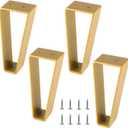 Osring 6 Inch Trapezoid Furniture Legs 4pcs, Solid Steel Furniture Hairpin Leg for Side Table, TV Stand and Cabinet, Gold