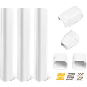 LyPrem Mini Split Line Set Cover 3" PVC Line Cover Kit for Mini Split and Central Air Conditioner & Heat Pump(3'' x 4.2Ft White)
