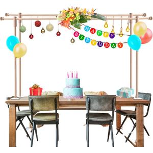 Beyeutao Wooden Table Rod Stand with Clamps Adjustable Over the Table Rod Stand 15-47" Tall 15-74" Length 2 Pack Wedding Arch Frame Party Decorations Anniversary Wedding Birthday Christmas