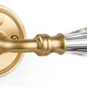 2 Pack Gold Glass Door Lever Privacy Crystal Door Levers Satin Brass Door Lever Interior Brushed Gold Door Handle for Bedroom and Bathroom,Zinc Alloy