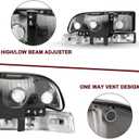 Headlights Assembly Compatible with 1998-2004 Chevrolet S10 Pickup,98-05 Chevy Blazer Halogen Headlamp w/Bumper Lights, Black Housing Amber Corner