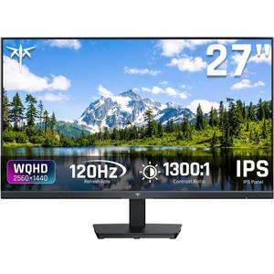 KTC 27 Inch Computer Monitor - QHD (2560 x 1440) Display, Up to 120Hz Monitor, IPS Panel, 123% sRGB, HDMI 2.0 x 2 & DP 1.4 x1, Adaptive Sync, Eye-Friendly Screen PC Monitors for Work Gaming, H27D9