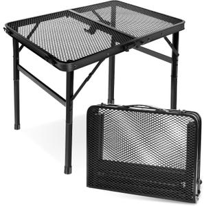 Small Folding Table, Easy for Storage, Compact and Portable Picnic Table for Grill, Outdoor Camping, Garden, Patio, Dining, BBQ, Party, Market, 2Ft (Small, Black), 15.7" x 23.6"