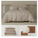 Double Stitch Cotton Tencel Duvet Cover - Queen Size Comforter Cover, Luxury & Soft Eucalyptus Lyocell Bedding Set for Hot Sleepers, Cooling & Breathable, Button Closure, Sandstone, 90"x90"