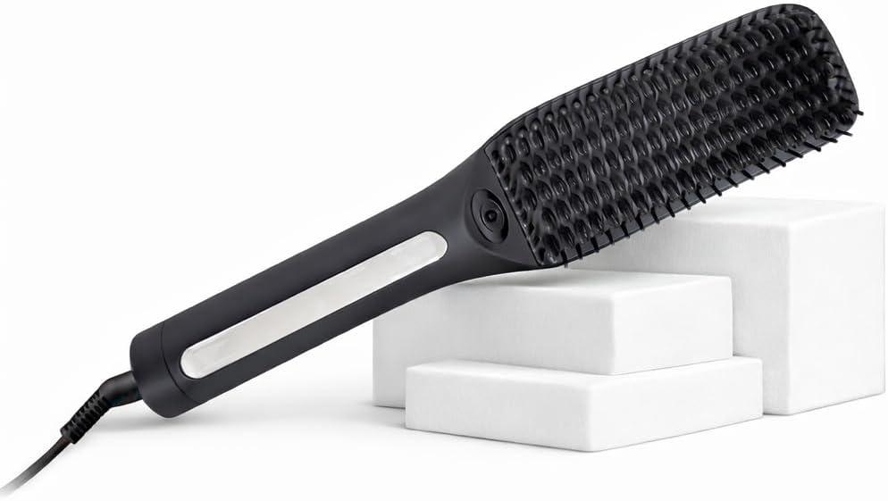 Speedy Precision Hair Straightener Brush Get Sleek Hair Literally in Minutes, Clear LED Screen Display 170-430F, Remembers Favorite Temp. Curved Design for Scalp Comfort. Hot Air Release
