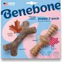 Benebone Puppy 2-Pack Maplestick/Zaggler Durable Dog Chew Toys for Gentle Chewers, Real Bacon, Real Maplewood, Made in USA, Tiny