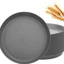 EI 18pcs Dark Grey Wheat Straw Plates Set,Unbreakable Deep Dinner Plates,Reusable Heavy Duty Plastic Plate,Lightweight Salad Plate for Camping,Kitchen,Picninc