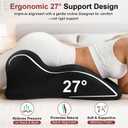 Memory Foam Ergonomic Wedge Pillow, 27° Angled Bed Wedge Body Position Pillow for Reading Sleeping & Resting, Neck Support Pillow Back Cushion with Non-Slip Pillowcase (Black)