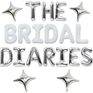 The Bridal Diaries Silver Balloons Banner Princess Diaries Bachelorette Party Decorations Bride To Be Balloons Bridal Shower Decor Wedding Engagement Party Photo Props