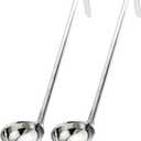 Fit Meal Prep [2 Pack] Stainless Steel Soup Ladle - One-Piece Sauce Spatula with Hook Handles, Commercial Grade Serving Spoon, Kitchen Tool for Restaurant or Home Cooking, Mirror Finish, 14.25" Long (6 oz)