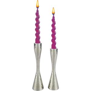 Rely+ Silver Set of 2 Round Hammer Candle Stand Dinning Coffee Table Centerpiece Candlesticks Holder Christmas Decor Home Candle Holder for Home Mantel Wedding Party Decorations