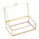HCENJOC Golden Vintage Glass Lidded Box Edge Bracelet Keepsake Decorative Jewelry Display Home Decor (8x4.5x2 in). 2 pack