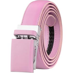 Falari Automatic Ratchet Buckle Leather Belt for Women Boys Girls 1 Inch Wide Trim to Fit (Pink)