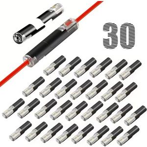 30pcs Pluggable LED Wire Connectors, 1-Pin 1-Way Universal Quick Splice Terminals, Single-Line Interlocking Detachable LED Connectors,Featuring Quick-Connect Terminals Suitable for AWG 20-24