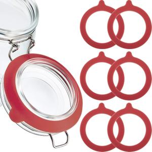 Outus 8 Pieces 3.75 Inches Silicone Jar Gaskets Replacement Silicone Seals Airtight Gasket Sealing Rings for Regular Mouth Canning Jar(Red) (Red)