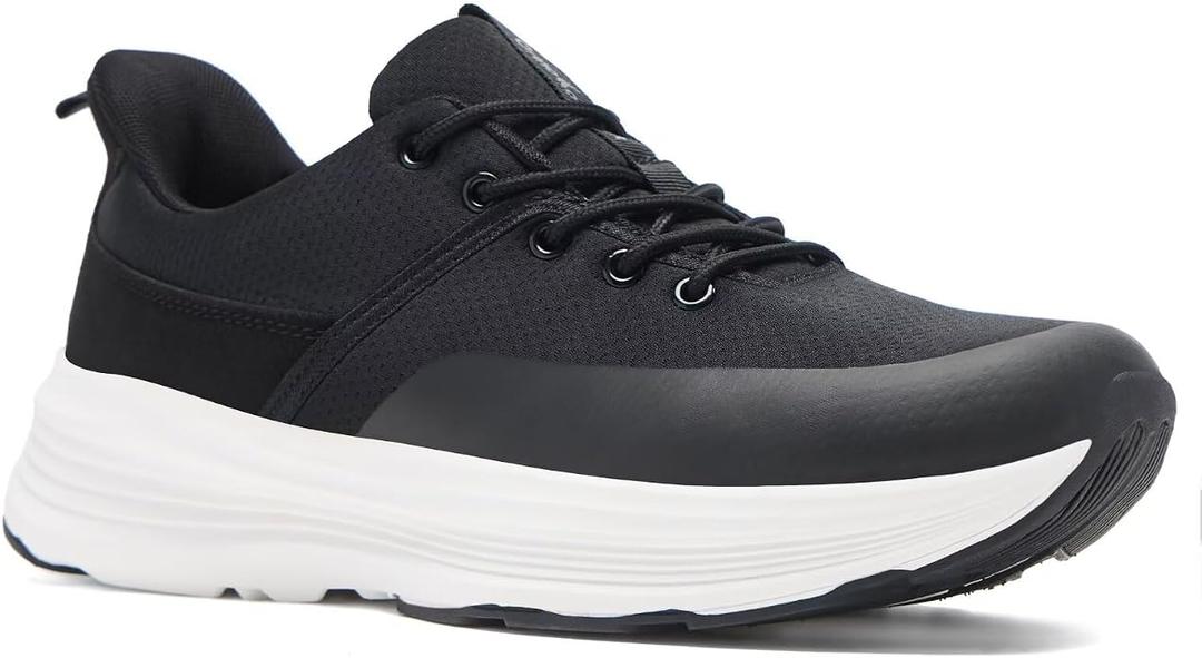 Men's Orthopedic Fashion Sneakers: Comfort Casual Arch Support Adjustable Fit Recovery Golf Sneakers, Lightweight Plantar Fasciitis Pain Relief House Standing Shoes Black Size 11.5
