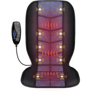 CILI Massage Chair Pad,Back Massager with Heat,Massage Seat Cushion with 10 Vibration Motors,30-60-90 Minutes Heating Options,Chair Massager for Office Chair, Home Office Use (Black)