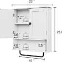 RRX Bathroom Cabinet Wall Mounted Medicine Cabinets with Towels Bar, Over The Toilet Storage Cabinet with 2 Doors and Adjustable Shelf, White Wall Cabinet for Bathroom Laundry Kitchen, 22 inches x 25.8 inches x 5.2 inches
