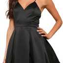 Nova In Sky Womens Summer Dresses 2025 Flowy Boho V-Neck Beach Sundresses Spaghetti Strap Tiered Mini Swing Skater Dress (Small, Black03)