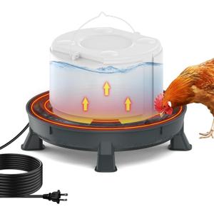 4.28L Heated Chicken Waterer - Winter Freeze-Proof Heated Poultry Waterer, 84W Hanging Chicken Water Heater with 4 Detachable Leg Support, Poultry Water Fountain for Chickens, Ducks Round