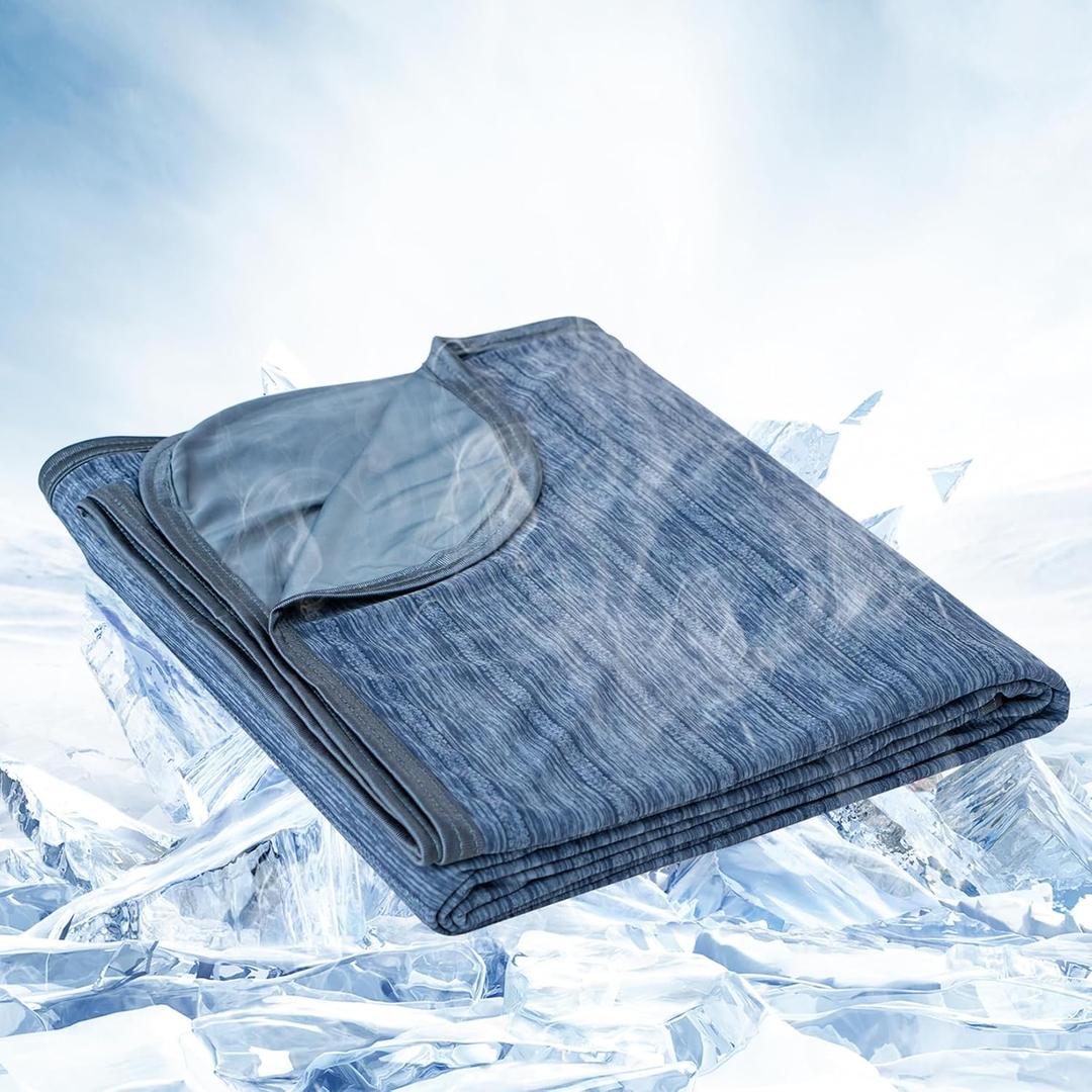 OIGAE Cooling Blanket for Hot Sleepers - Soft & Lightweight Summer Cold Blanket for Night Sweats | Perfect for Bed, Couch, Sofa (Dark Blue, 96" x 120")