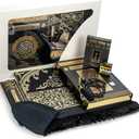 ihvan online Luxury Islamic Prayers Gift Box, Quran & Prayer Beads Tesbih & Muslim Prayer Rug & Miswak Stick & Solid Smell & Kufi Hats & Hacerul Esved, Deluxe 8 Piece Set Ramadan & Eid Gifts (Black / Set 4)