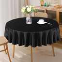 Homiest 6 Pack 60 Inch Round Tablecloth Satin Table Cover, Black Table Cloth Overlay for Wedding Reception Graduation Banquet