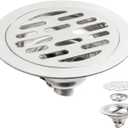 4 Inch Stainless Steel Floor Drain, Bestgle Anti Odor Floor Drain Backflow Preventer Shower Drain Strainer Fits for Laundry Rooms, Bathroom, Kitchen