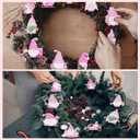 Blosssound 24 Pcs Pink Gnome Ornaments for Christmas Tree Wooden Xmas Hanging Ornaments Wood Santa Decoration for Tree Winter Holiday Craft Gnome Elf Party Supplies Decor