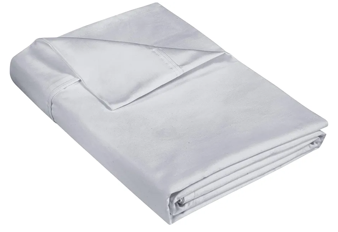 400 Thread Count 100% American Grown Cotton Silver Flat Sheet Only - Cooling Sheets - Luxury Sateen Weave - Full Size Flat Sheet Sold Separately - Super Soft Cotton Top Sheets (Full, Spanish Silver)