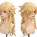 Mildiso 6pcs Girls Blonde Princess Costume Wig for Kids Rosalina Cosplay Halloween with Silver Crown, Wand, Earrings, Brooch, Wig Cap - Long Wavy & Thick Soft & Tangle Resistant & Ready to Wear M136