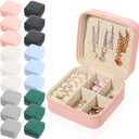 18 Pcs Travel Jewelry Case, 3.9 x 3.9 x 1.96 Inch Small Jewelry Storage Box PU Leather Portable Earring Organizer Box for Jewellery, Ring, Earring, Necklace (6 Colors)