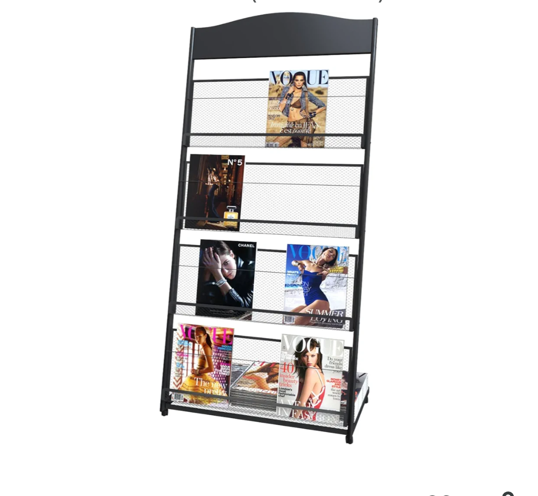 floor magazine rack brochure display stand for offices and public reception area，literature rack with 4 Universal wheels (59"×27"×14")