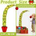 3ft Whimsical Christmas Tree Large Lime Green Artificial Curved Prelit Xmas Tree with Red Ball and 30 LED Light String for Indoor Outdoor Porch Christmas Decorations
