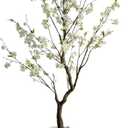 6.7FT Artificial Cherry Blossom Tree with Planter - Realistic Faux Sakura Tree for Home Office Decor, White Flowers, Low Maintenance Indoor/Outdoor Tree (6.7FT)