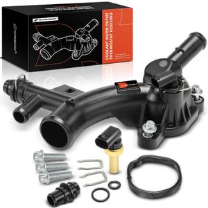 A-Premium Engine Coolant Thermostat Housing Water Outlet w/Sensor Compatible with Buick, Chevy Vehicles - 1.4L Only - Cruze 11-15, Sonic 12-20, Trax 13-20, Encore 13-20 - Replaces 25193922