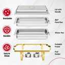 IMACONE Chafing Dish Buffet Sets of 2, 8QT Stainless Steel Rectangular Chafers and Buffet Warmer Sets for Catering, with Food & Water Pan, Lid, Gold Foldable Frame, Fuel Holder for Event Party Holiday