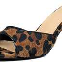QIV Leopard Kitten Heels Pointed Toe Mule Heels for Women Open Toe Kitten Heel for Party Dressy Wedding (7)