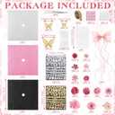 Harsever 48Pcs Graduation Cap Decorations DIY Kit,Grad Cap Decorations Decor with Faux Flower 3D Butterfly Rhinestones Alphabet Letter Stickers for DIY Graduation Party Supplies (Pink Red)