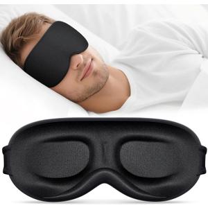 2 x Sleep Mask for Men Women - 100% Blackout Eye Masks for Sleep - 3D Soft Sleeping Mask for Side Sleepers - Zero Pressure Lash Extensions Eye Cover Shade for Airplane Travel Essentials, Black