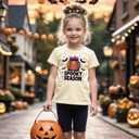 Boys Halloween Shirt with Cute Pumpkin, Ghost, Bat, and Dinosaur Graphics - Classic Crewneck Cotton Tee for Ages 2-7 Years (Yellow)