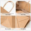 100 Pack 5.8x3.2x8.25 Inch Brown Kraft Paper Gift Bags with Handles - Bulk Small Plain Natural Bags for Birthday Party Favors, Grocery, Retail Shopping, Wedding, Craft, Goody, Takeouts, and Business