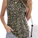 Kistore Womens Summer Tank Tops Sleeveless Crew Neck Pleated Blouse Shirts Fashion Clothes 2025 (Large, A2 Floral Black Purple)