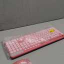 Wireless Keyboard and Mouse Combo, MARVO 2.4G Ergonomic Wireless Computer Keyboard with Phone Tablet Holder, Silent Mouse with 6 Button, Compatible with MacBook, Windows (Sakura Pink)