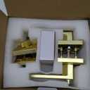 Gold Exterior Door Lock Set, Front Door Lock Set with Deadbolt, Heavy Duty Zinc-alloyed Exterior Door Handle Square Contemporary Brushed Gold Front Door Lock Sets (3 Pack)